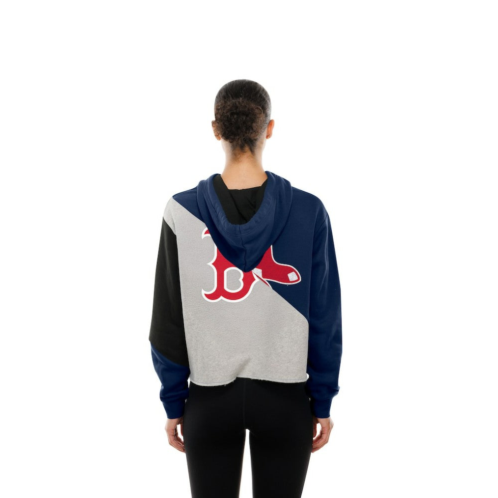 Boston Red Sox Women's Upcycled Color Block Cropped Boxy Hoodie