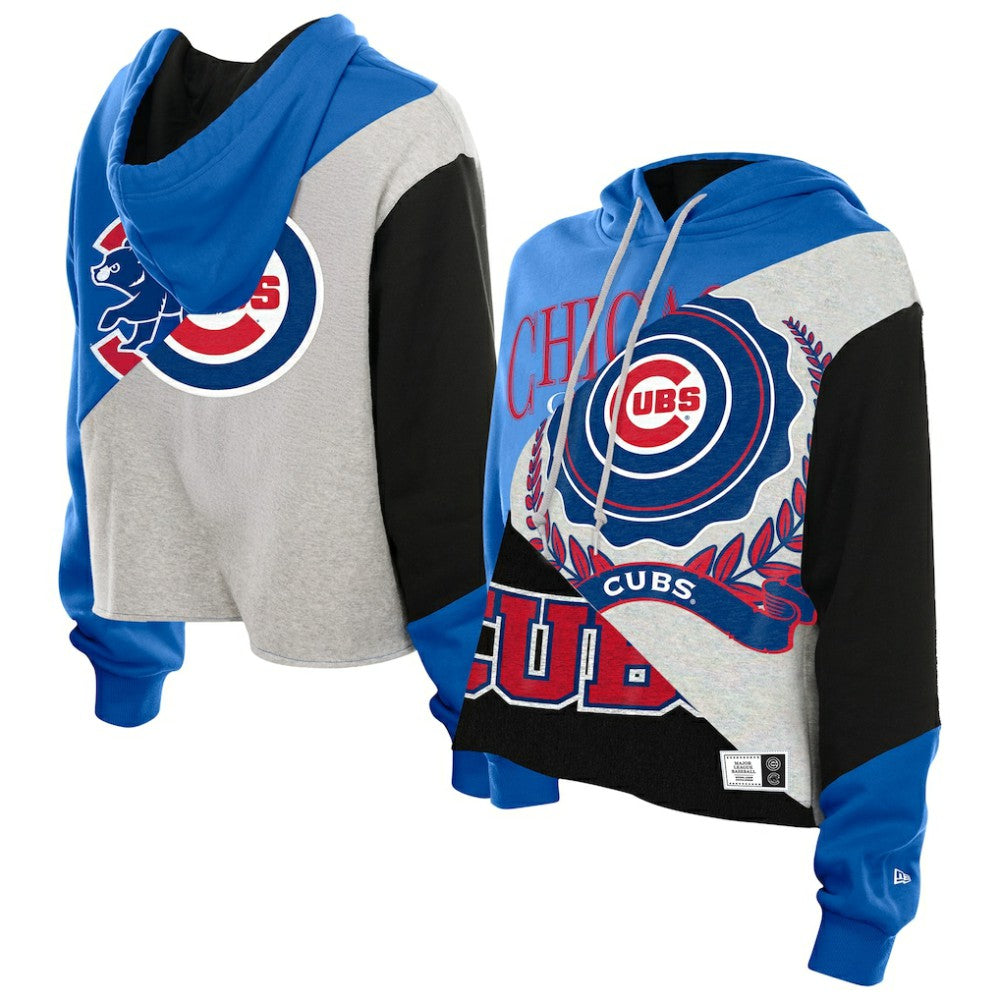 Chicago Cubs Women's Upcycled Color Block Cropped Boxy Hoodie