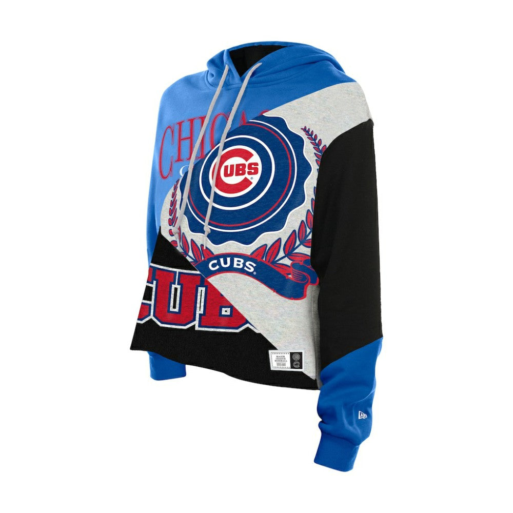 Chicago Cubs Women's Upcycled Color Block Cropped Boxy Hoodie