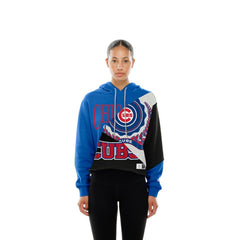 Chicago Cubs Women's Upcycled Color Block Cropped Boxy Hoodie