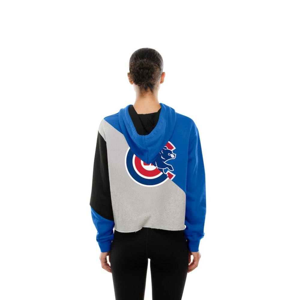 Chicago Cubs Women's Upcycled Color Block Cropped Boxy Hoodie