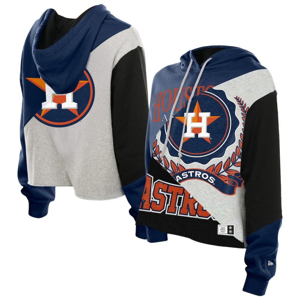 Houston Astros Women's Upcycled Color Block Cropped Boxy Hoodie