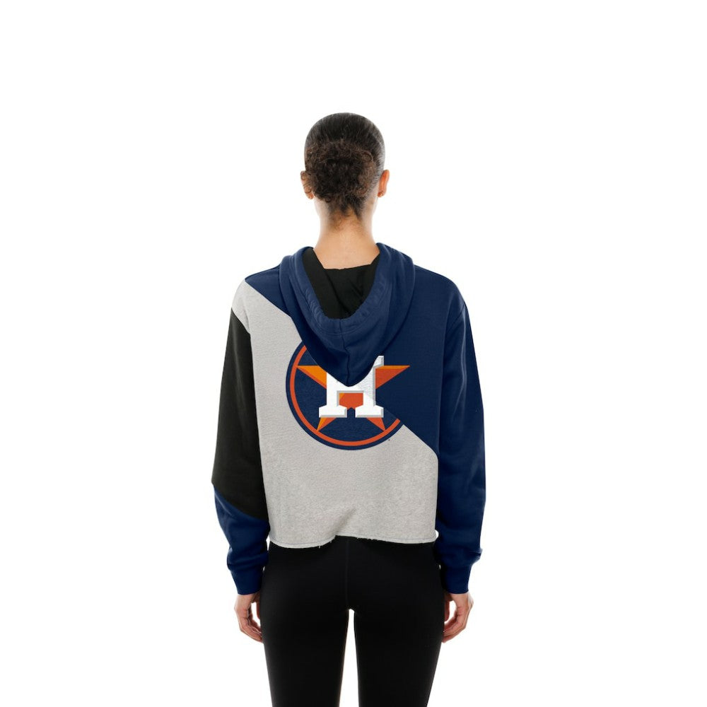 Houston Astros Women's Upcycled Color Block Cropped Boxy Hoodie