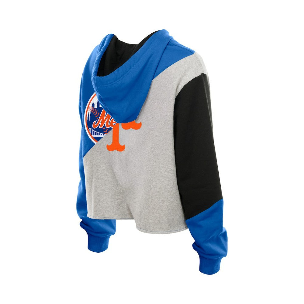 New York Mets Women's Upcycled Color Block Cropped Boxy Hoodie