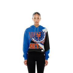 New York Mets Women's Upcycled Color Block Cropped Boxy Hoodie