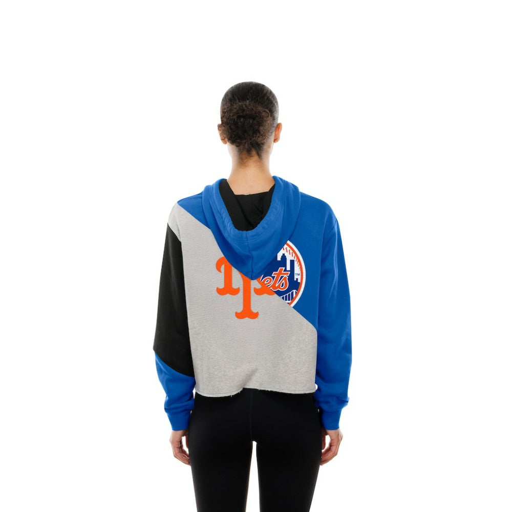 New York Mets Women's Upcycled Color Block Cropped Boxy Hoodie
