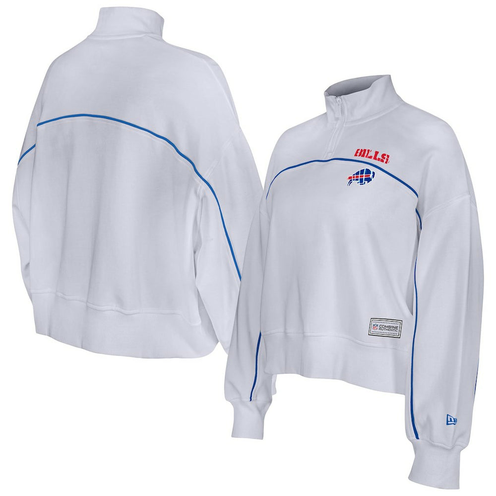New Era Buffalo Bills Female Adult White Functional Fandom Quarter-Zip Sweatshirt for sale