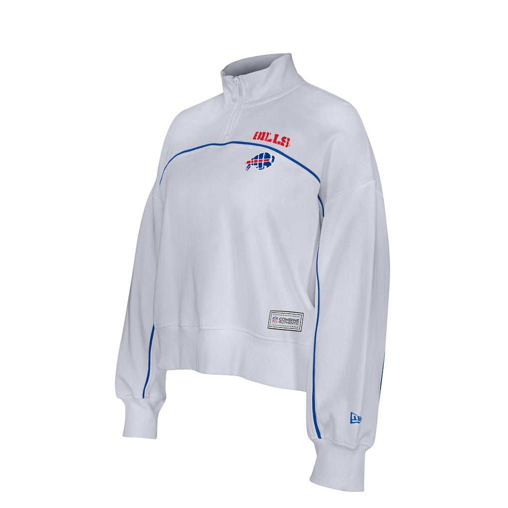 New Era Buffalo Bills Female Adult White Functional Fandom Quarter-Zip Sweatshirt for sale