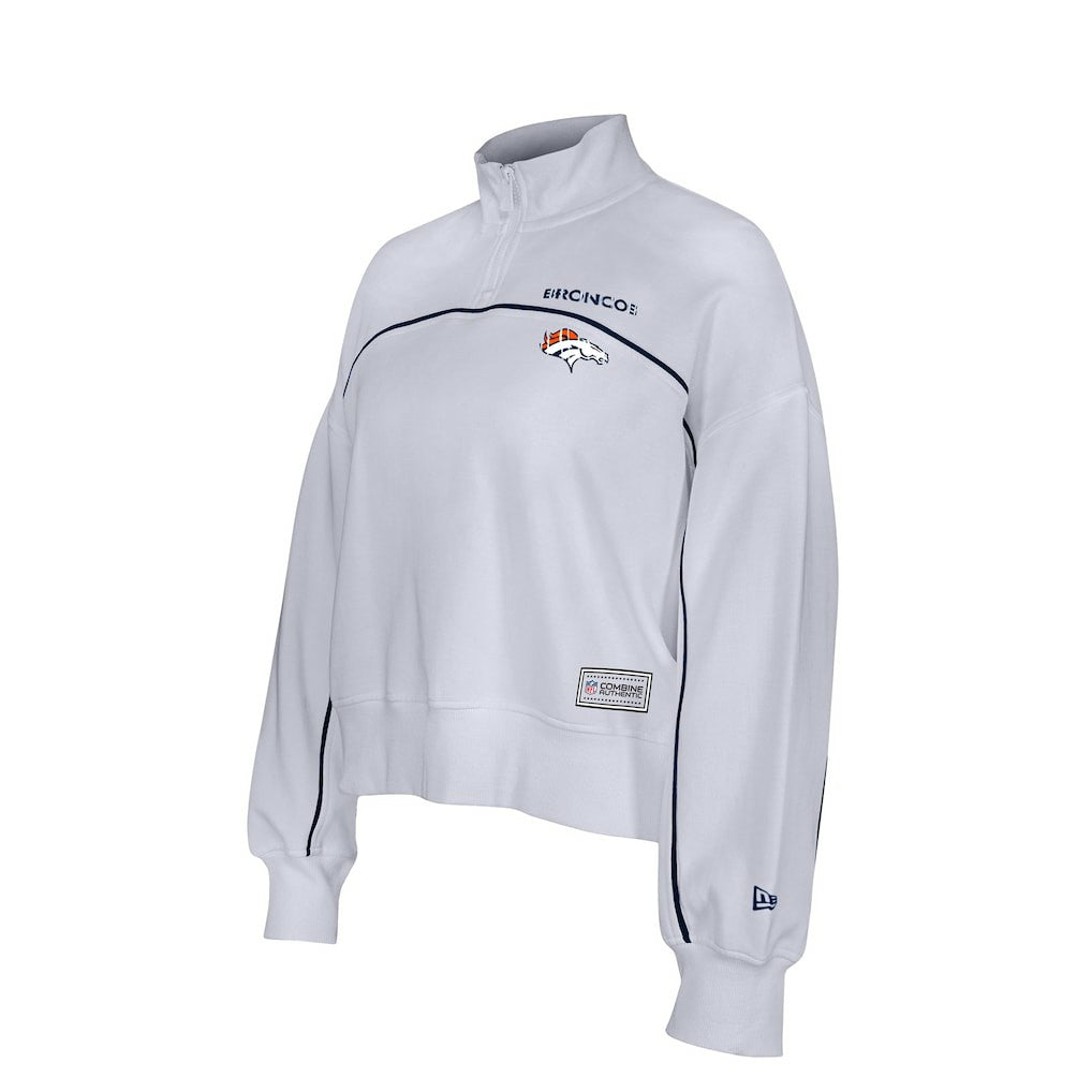 New Era Denver Broncos Female Adult White Functional Fandom Quarter-Zip Sweatshirt sale