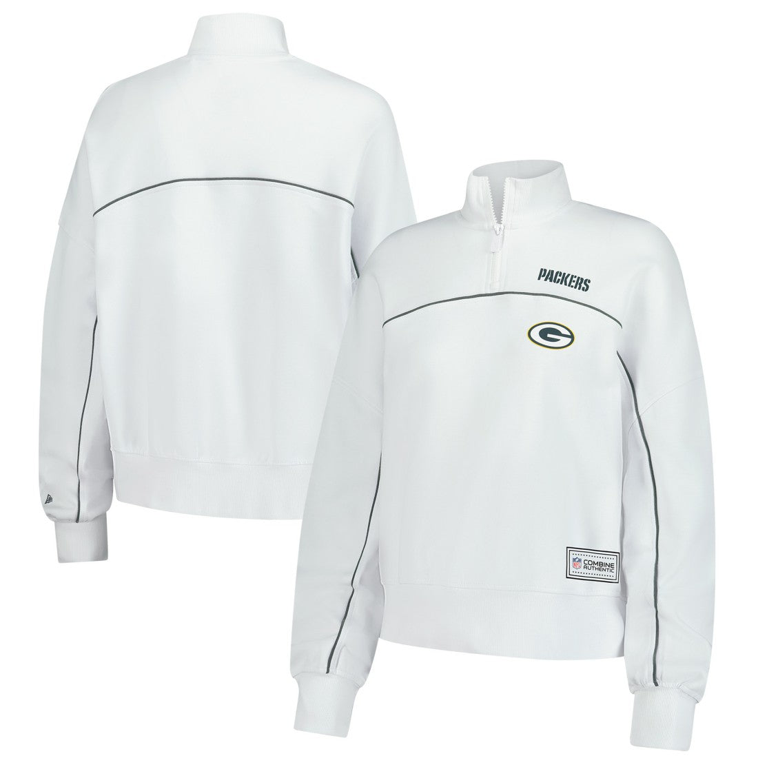 New Era Green Bay Packers Female Adult White Functional Fandom Quarter-Zip Sweatshirt discount