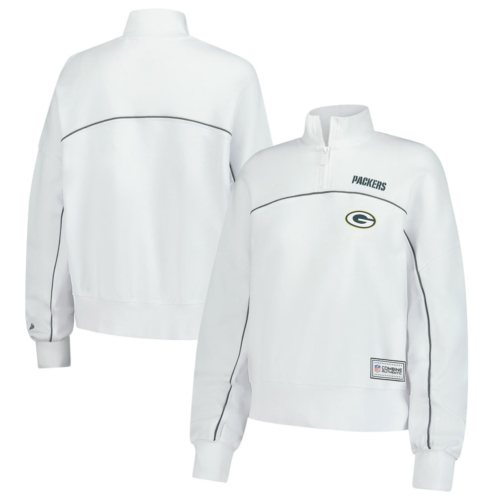 New Era Green Bay Packers Female Adult White Functional Fandom Quarter-Zip Sweatshirt discount