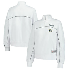 New Era Green Bay Packers Female Adult White Functional Fandom Quarter-Zip Sweatshirt discount