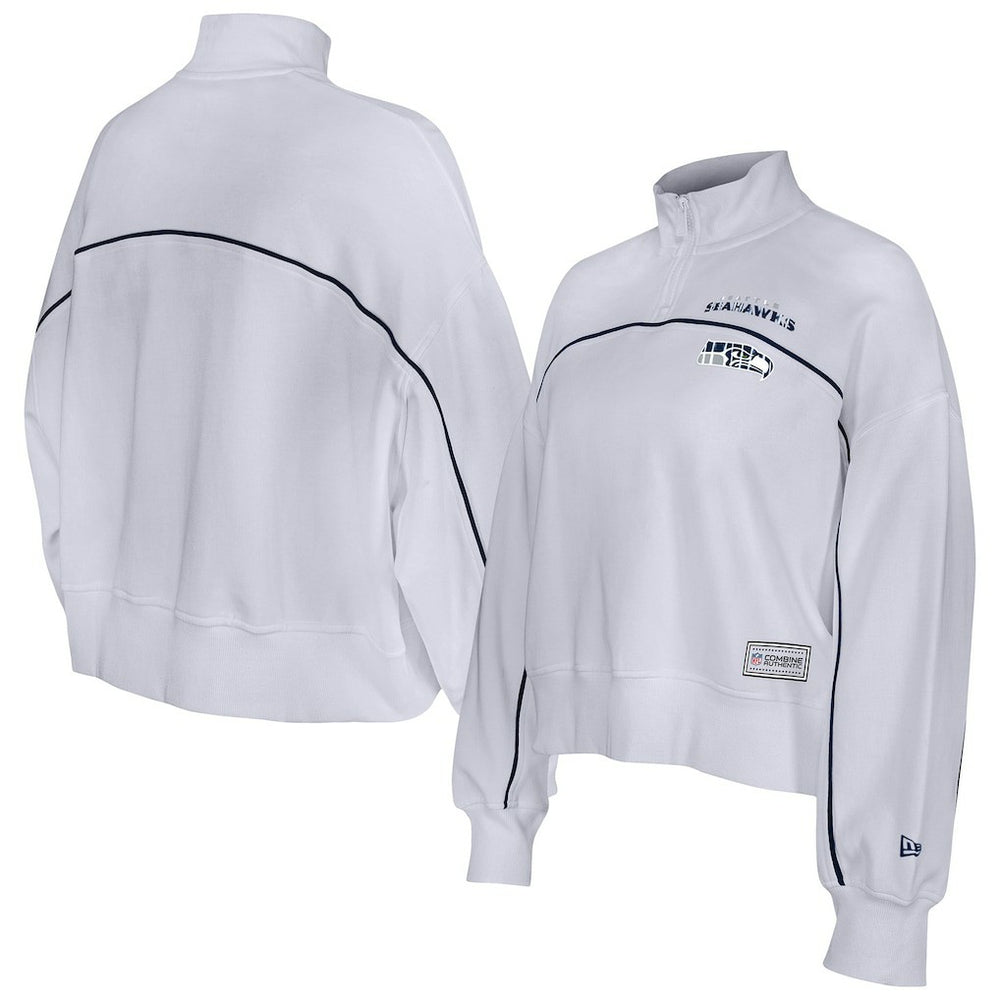New Era Seattle Seahawks Female Adult White Functional Fandom Quarter-Zip Sweatshirt cheap