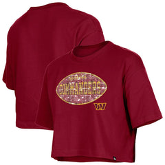 Washington Commanders New Era Girl's Flip Sequin Boxy T-Shirt - Burgundy sale
