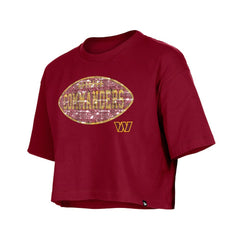 Washington Commanders New Era Girl's Flip Sequin Boxy T-Shirt - Burgundy sale