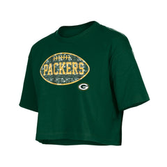 Green Bay Packers New Era Girl's Flip Sequin Boxy T-Shirt - Green outlet