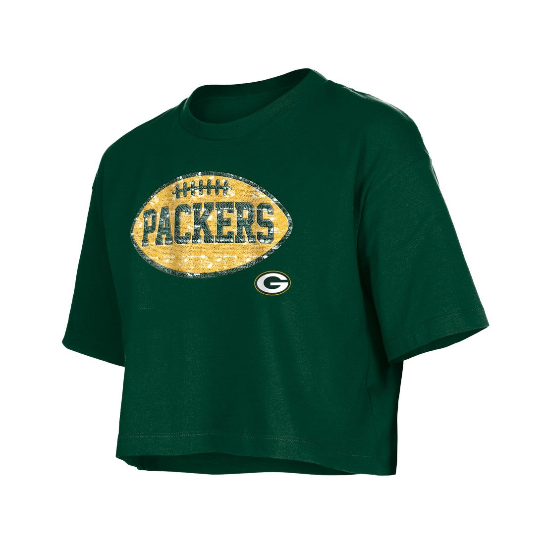 Green Bay Packers New Era Girl's Flip Sequin Boxy T-Shirt - Green outlet