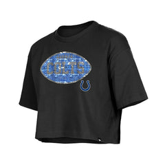 Indianapolis Colts New Era Girl's Flip Sequin Boxy T-Shirt - Black online