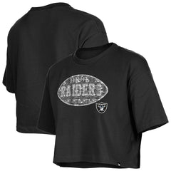 Las Vegas Raiders New Era Girl's Flip Sequin Boxy T-Shirt - Black cheap