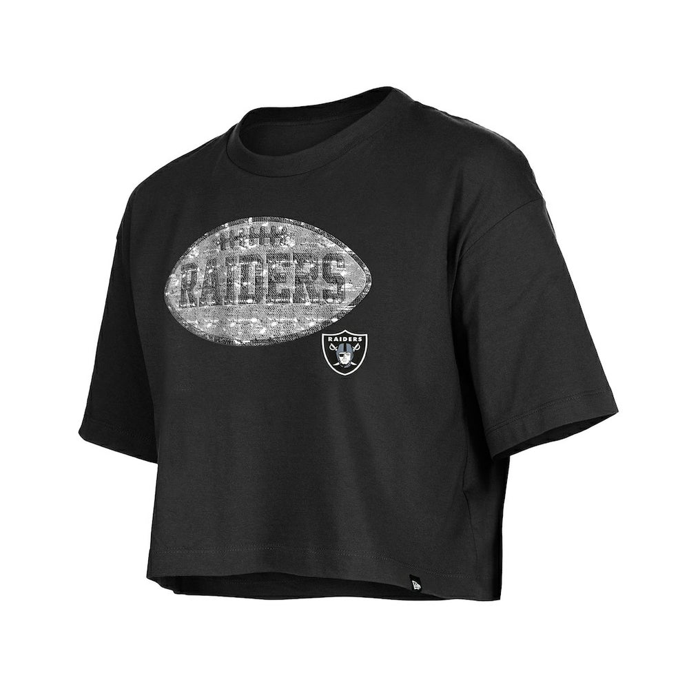 Las Vegas Raiders New Era Girl's Flip Sequin Boxy T-Shirt - Black cheap