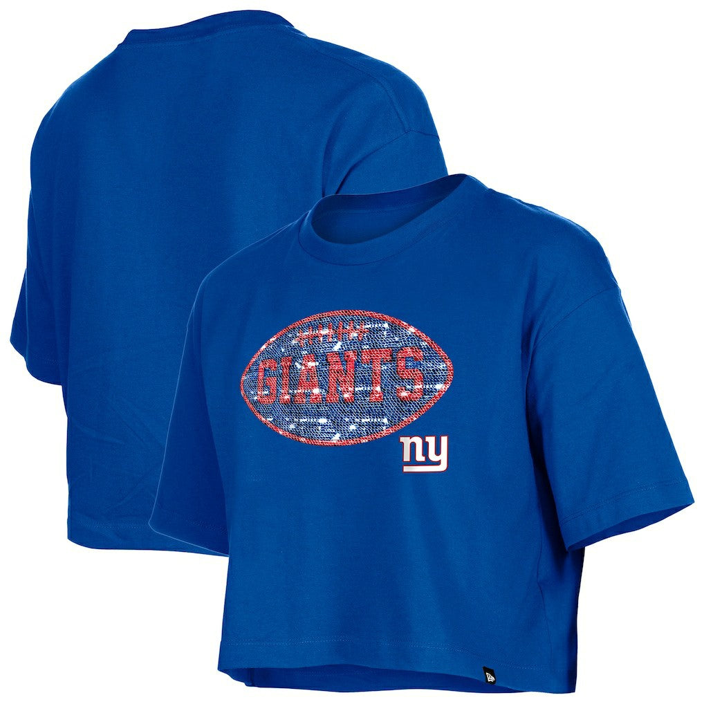 New York Giants New Era Girl's Flip Sequin Boxy T-Shirt - Royal online