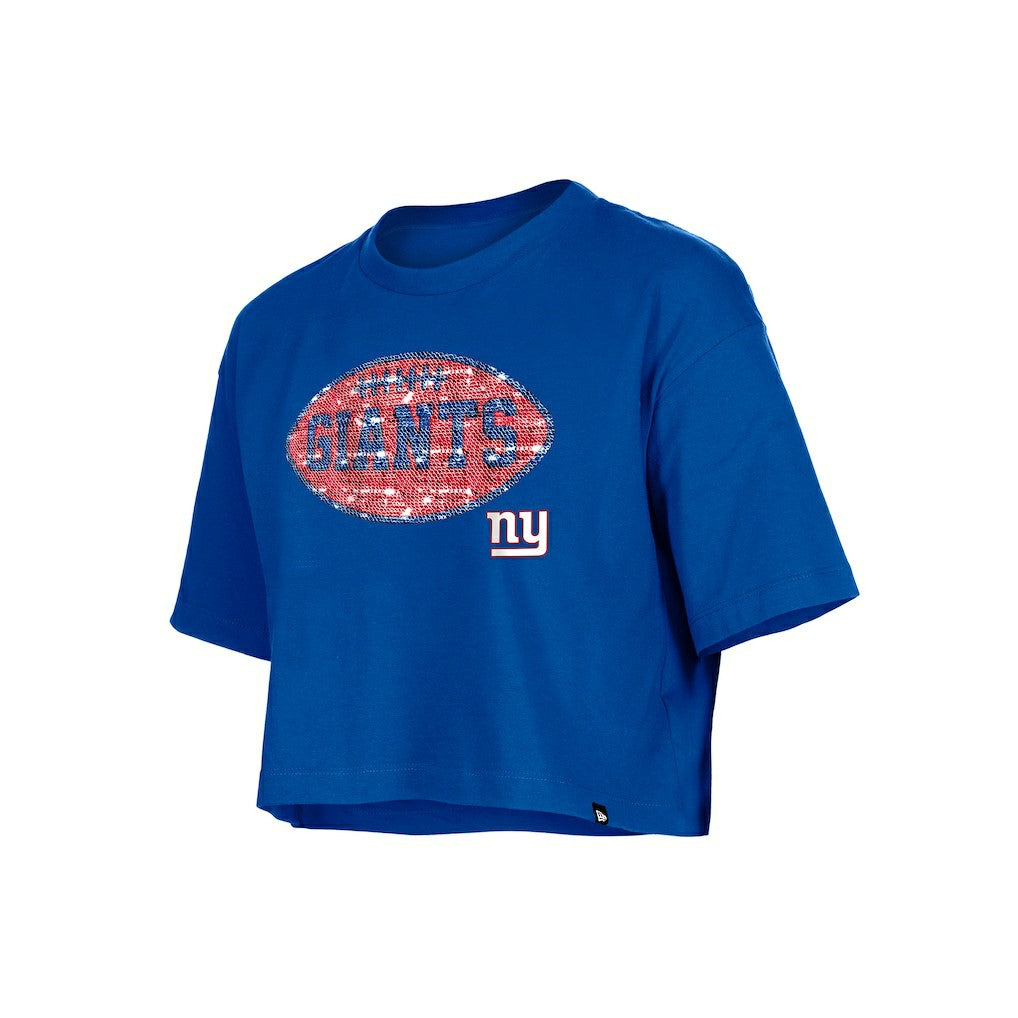 New York Giants New Era Girl's Flip Sequin Boxy T-Shirt - Royal online
