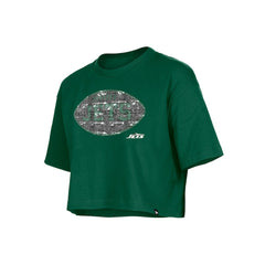 New York Jets New Era Girl's Flip Sequin Boxy T-Shirt - Green discount