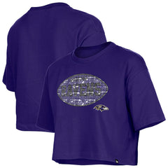 Baltimore Ravens New Era Girl's Flip Sequin Boxy T-Shirt - Purple online