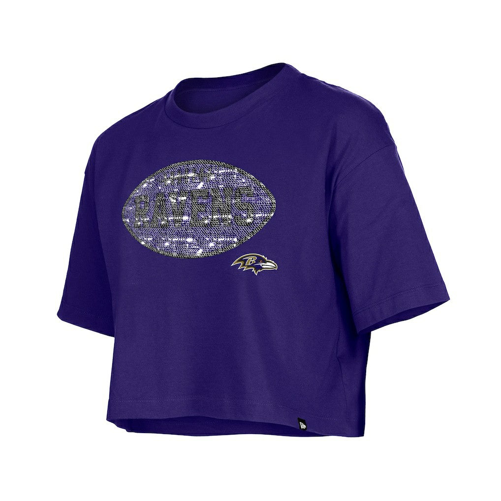 Baltimore Ravens New Era Girl's Flip Sequin Boxy T-Shirt - Purple online