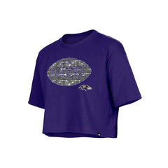 Baltimore Ravens New Era Girl's Flip Sequin Boxy T-Shirt - Purple online