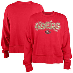 San Francisco 49ers New Era Girl's Flip Sequin Sweatshirt - Scarlet cheap