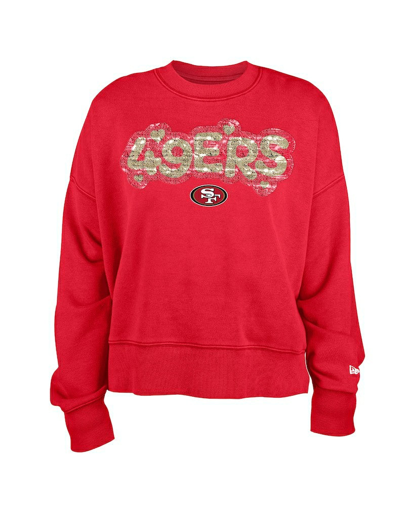 San Francisco 49ers New Era Girl's Flip Sequin Sweatshirt - Scarlet cheap
