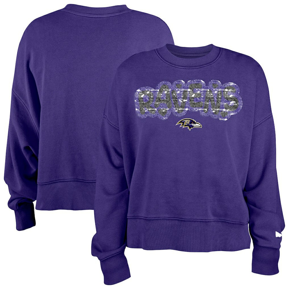Baltimore Ravens New Era Girl's Flip Sequin Sweatshirt - Purple for sale