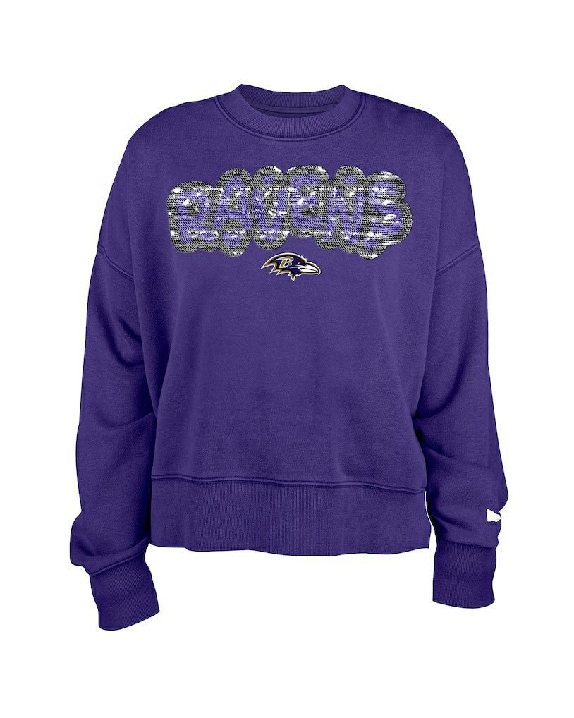 Baltimore Ravens New Era Girl's Flip Sequin Sweatshirt - Purple for sale