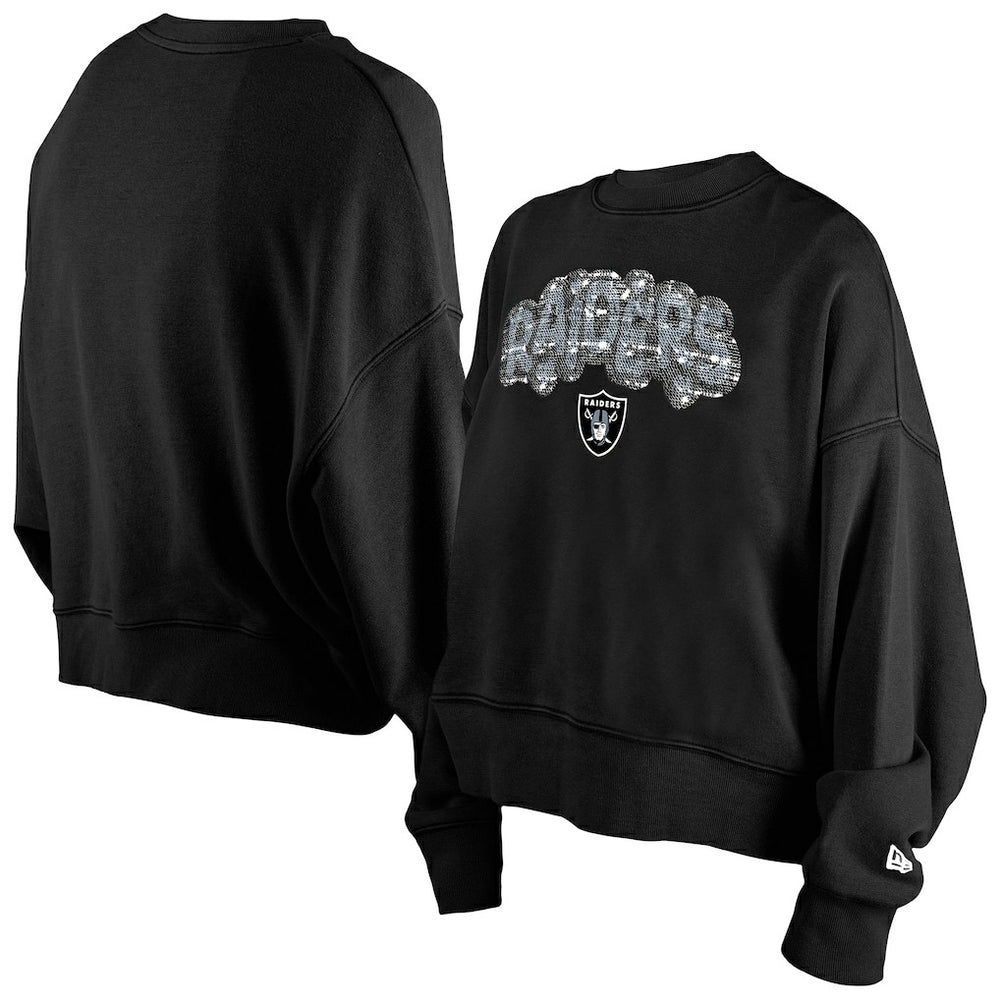 Las Vegas Raiders New Era Girl's Flip Sequin Sweatshirt - Black for sale