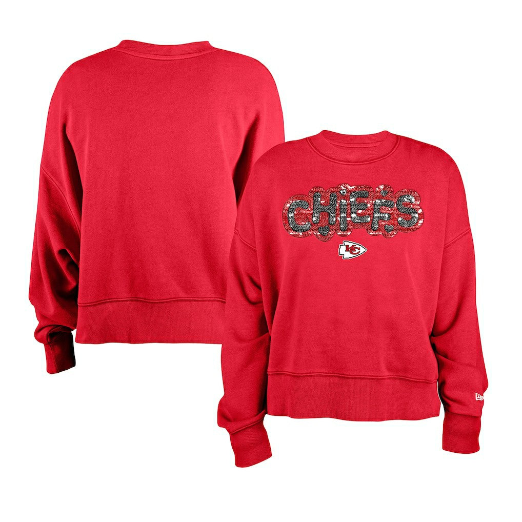 Kansas City Chiefs New Era Girl's Flip Sequin Sweatshirt - Red discount