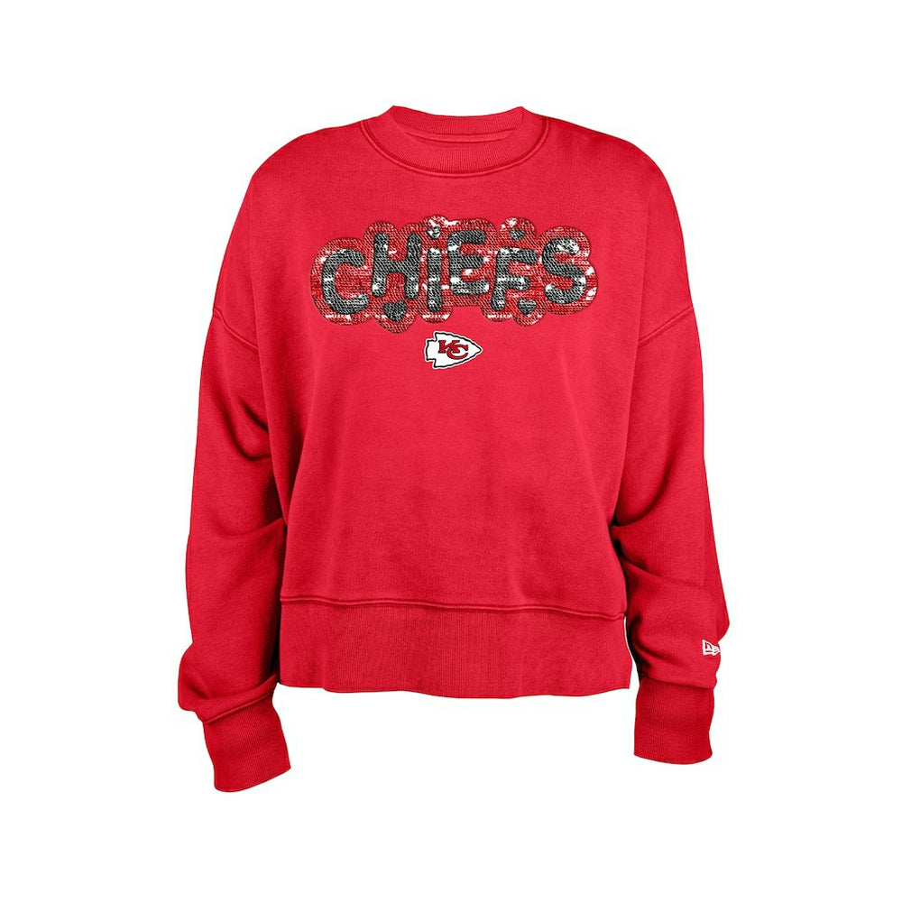Kansas City Chiefs New Era Girl's Flip Sequin Sweatshirt - Red discount