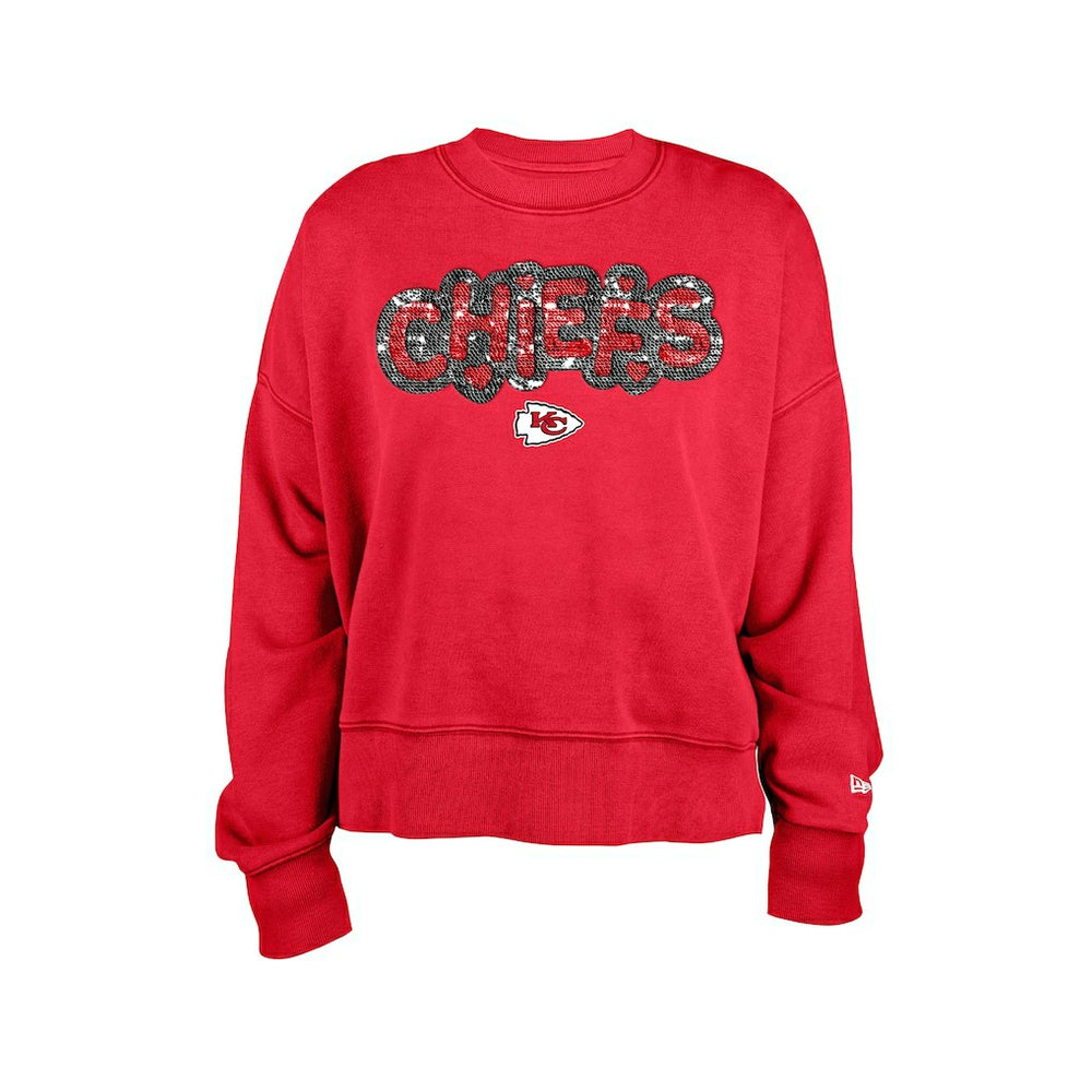 Kansas City Chiefs New Era Girl's Flip Sequin Sweatshirt - Red discount