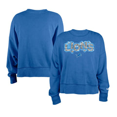 Detroit Lions New Era Girl's Flip Sequin Sweatshirt - Blue discount