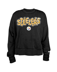 Pittsburgh Steelers New Era Girl's Flip Sequin Sweatshirt - Black for sale