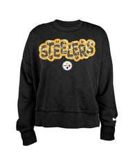 Pittsburgh Steelers New Era Girl's Flip Sequin Sweatshirt - Black for sale