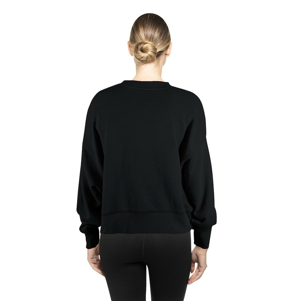 Philadelphia Eagles New Era Women's Oversized Throwback Mineral Wash Crew Neck Sweatshirt - Black outlet