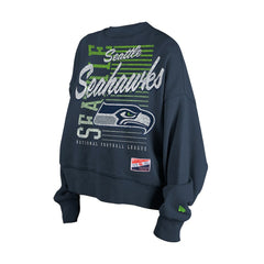 Seattle Seahawks New Era Women's Oversized Throwback Mineral Wash Crew Neck Sweatshirt - College Navy discount