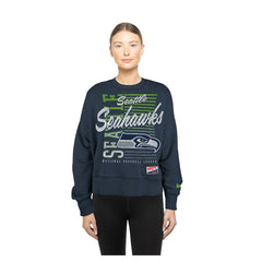 Seattle Seahawks New Era Women's Oversized Throwback Mineral Wash Crew Neck Sweatshirt - College Navy discount