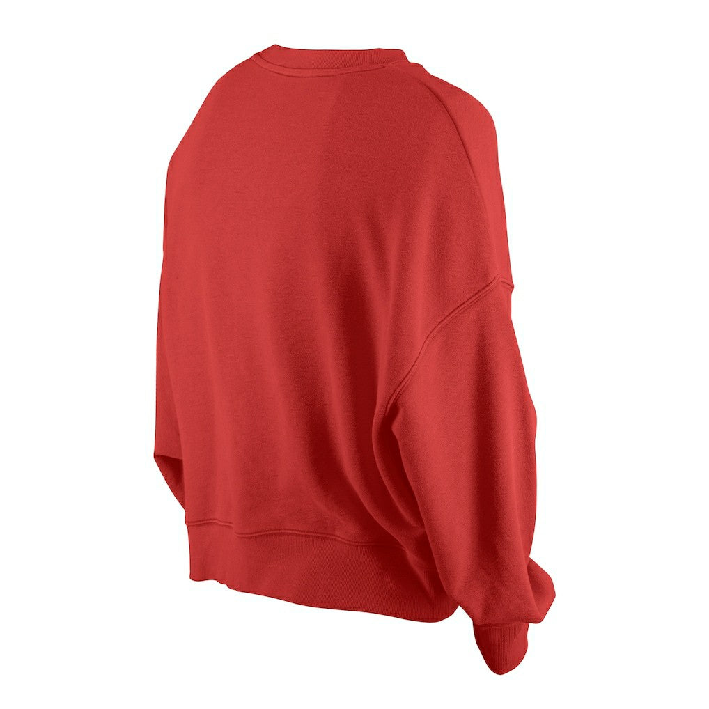 Kansas City Chiefs New Era Women's Oversized Throwback Mineral Wash Crew Neck Sweatshirt - Red sale