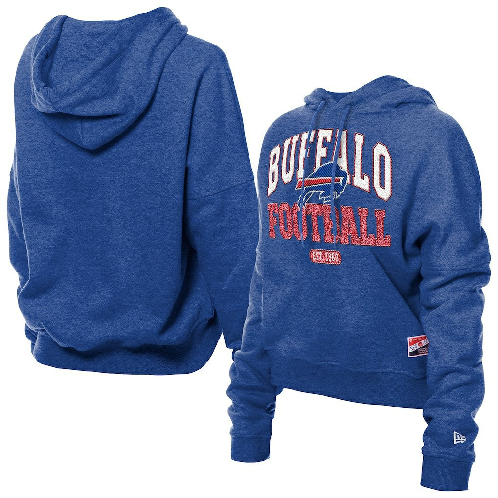 Buffalo Bills New Era Women's Throwback Boxy Hoodie Sweatshirt - Royal on sale