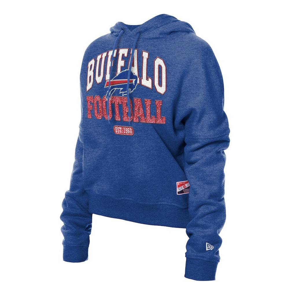 Buffalo Bills New Era Women's Throwback Boxy Hoodie Sweatshirt - Royal on sale