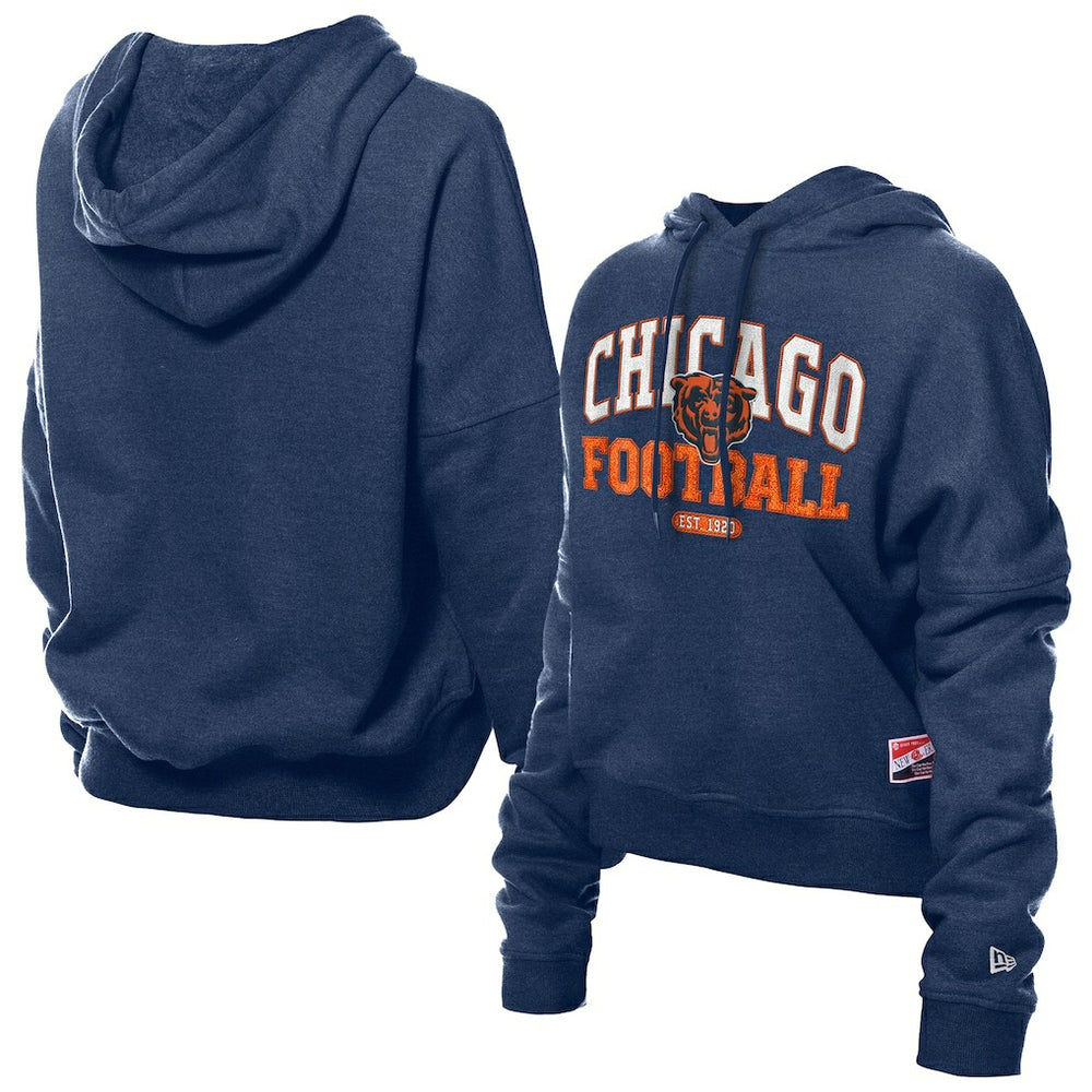 Chicago Bears New Era Women's Throwback Boxy Hoodie Sweatshirt - Navy on sale