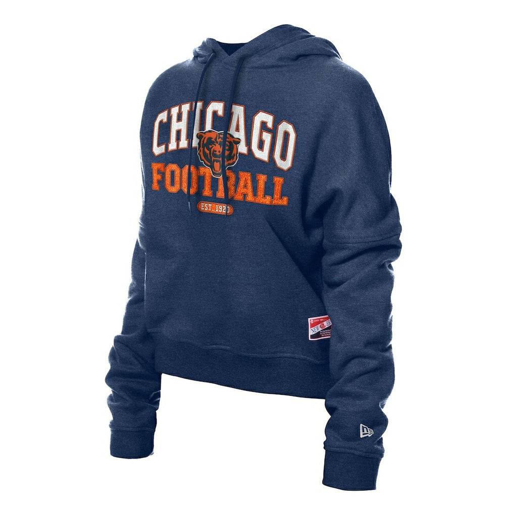 Chicago Bears New Era Women's Throwback Boxy Hoodie Sweatshirt - Navy on sale