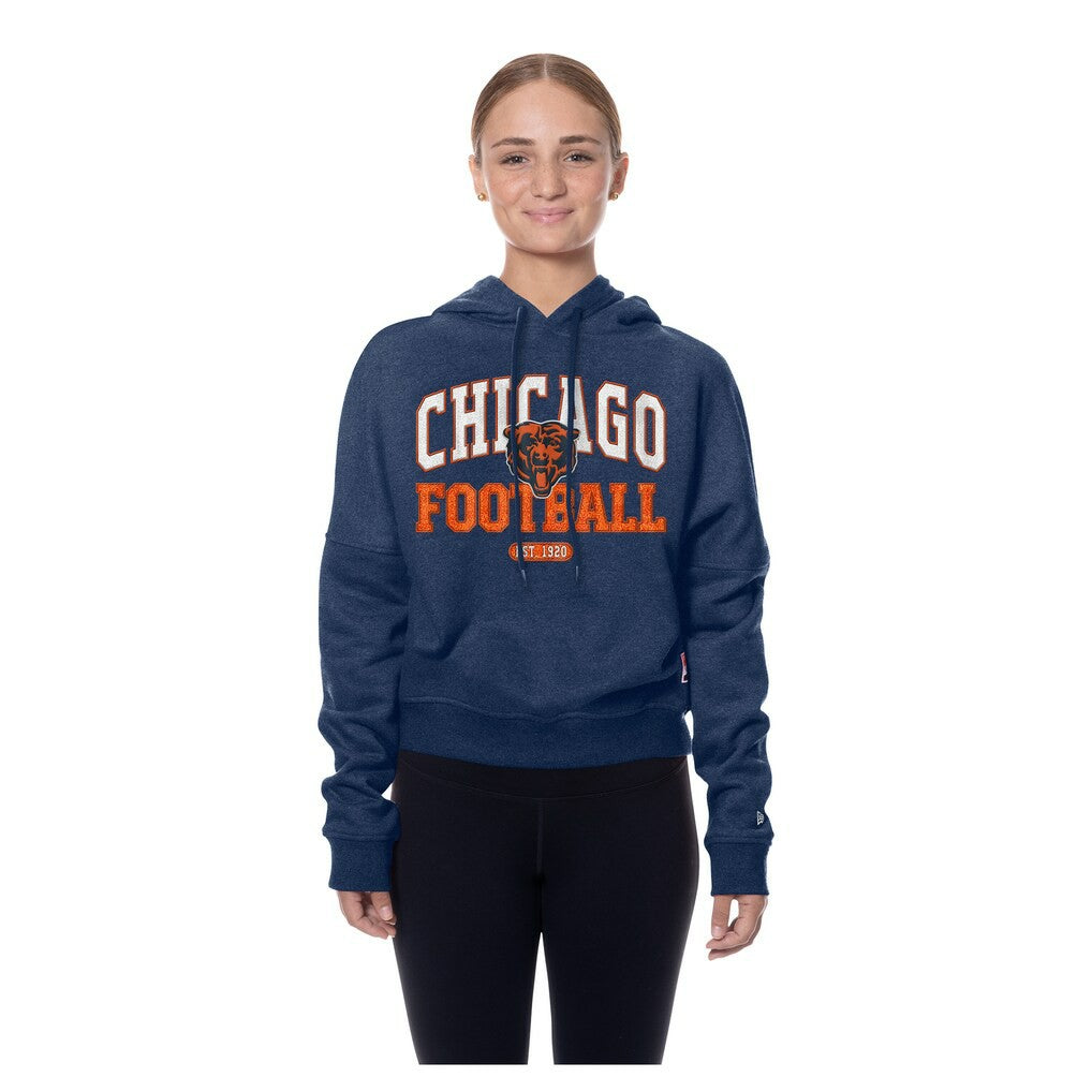 Chicago Bears New Era Women's Throwback Boxy Hoodie Sweatshirt - Navy on sale